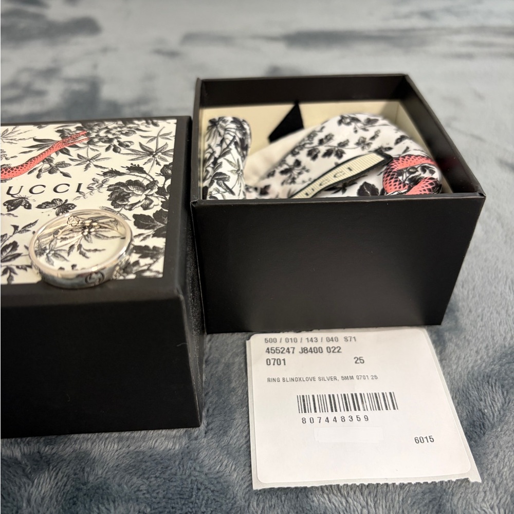 Brand New Gucci Blind for Love Sterling Silver 925 Ring Size 25 (US 11) - Picture 9 of 10